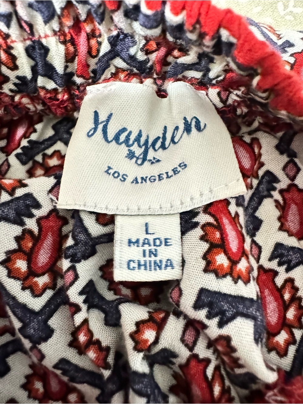 Hayden Los Angeles Boho Paisley Print High Low Midi Skirt Red Cream Size Large - Picture 7 of 12